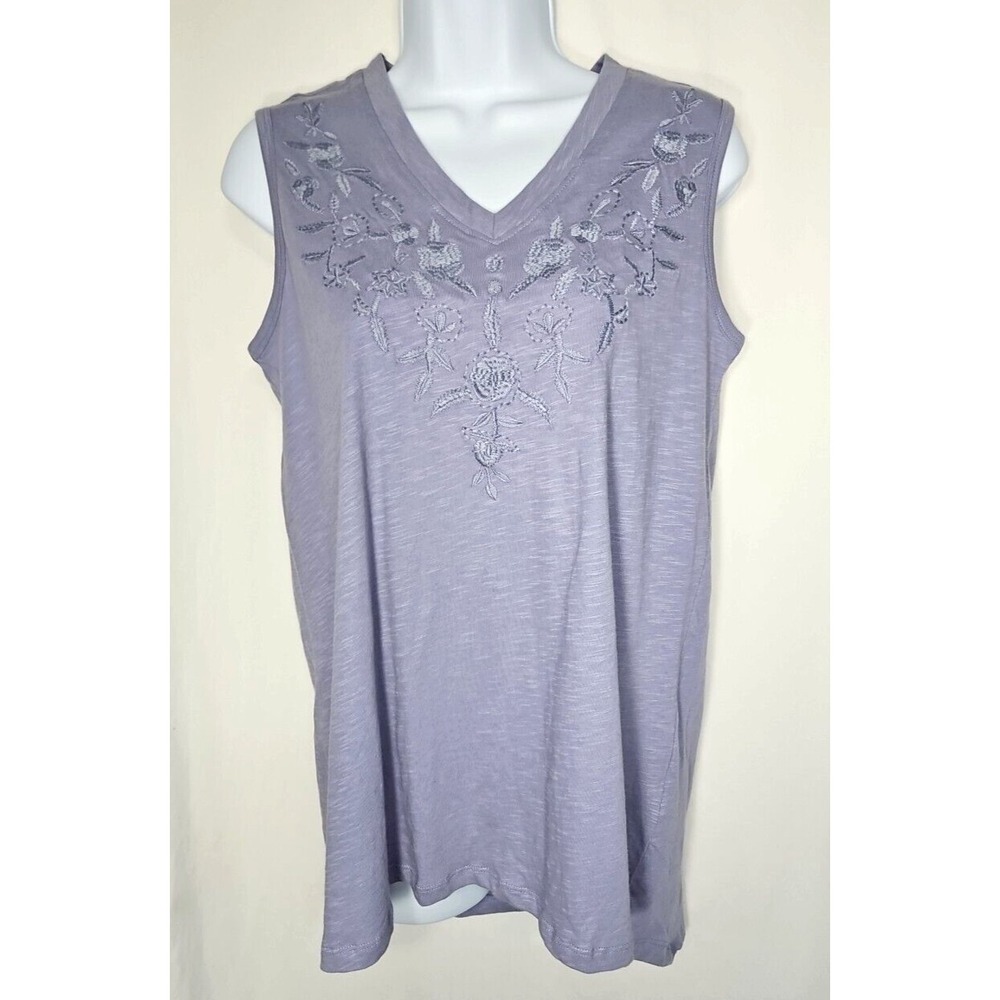 Faith‎ & Zoe Women's Light Purple Embroidered V-Neck Tank Top XS NWT